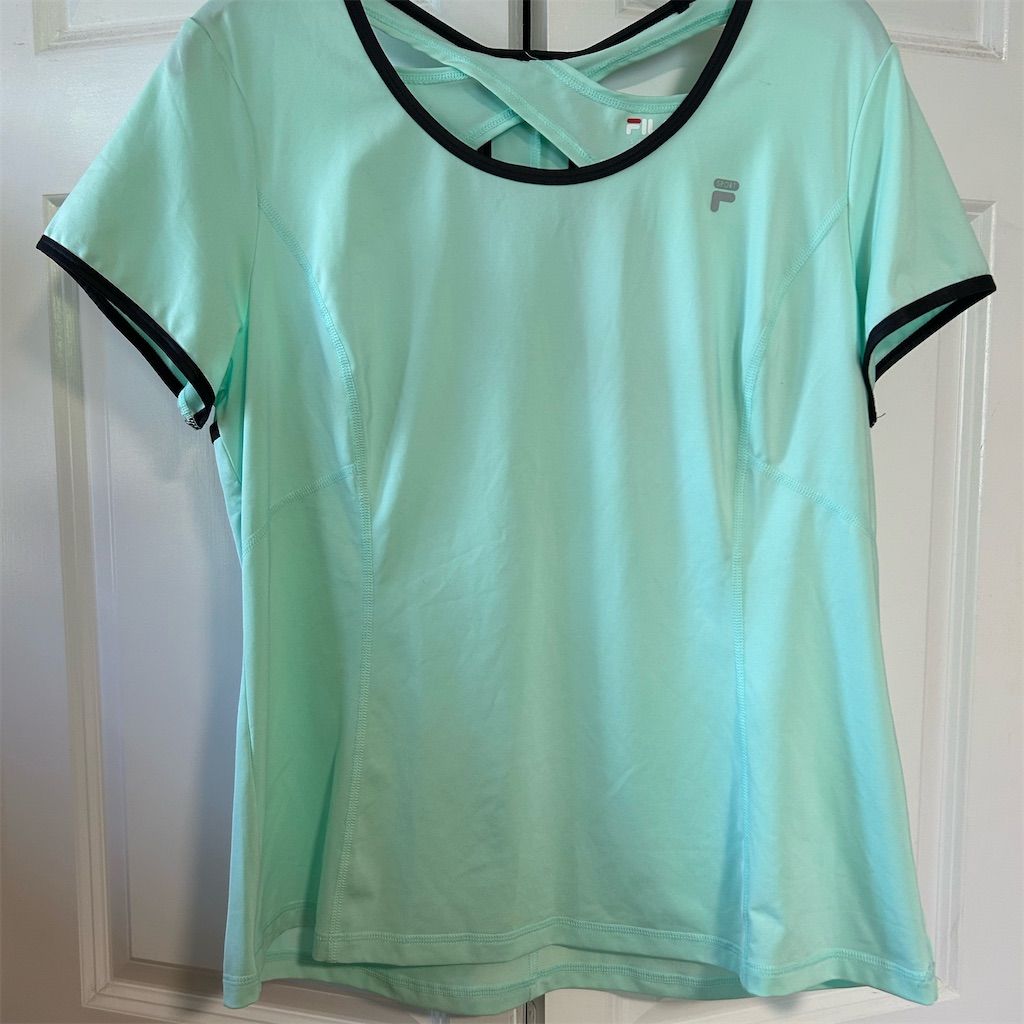 Fila Women's Xl Green Tru-Dry Cross Back Short Sleeve Tee Casual